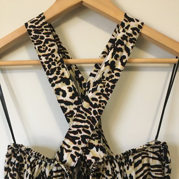 Crossback Big Cat Print Rayon Halter Top - Picture 5 of 13